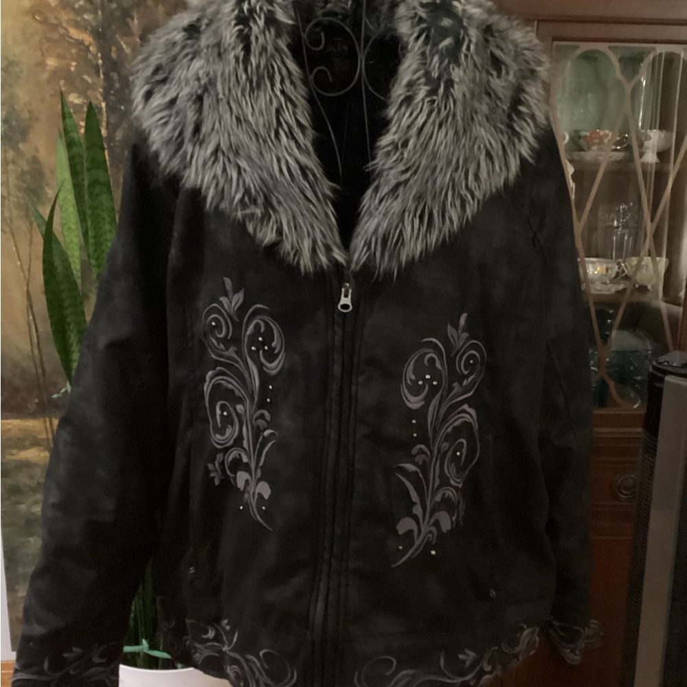 Ariat Black Faux Suede with Faux Fur Trim